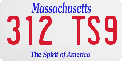 MA license plate 312TS9