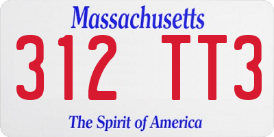 MA license plate 312TT3