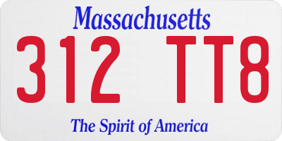 MA license plate 312TT8