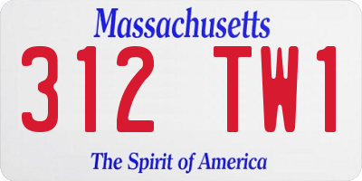 MA license plate 312TW1