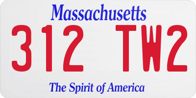 MA license plate 312TW2