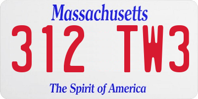MA license plate 312TW3