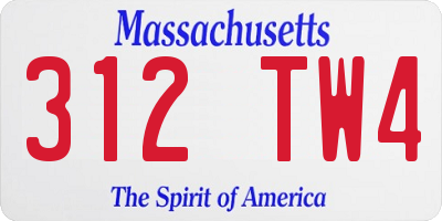 MA license plate 312TW4