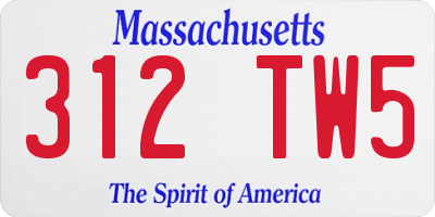 MA license plate 312TW5