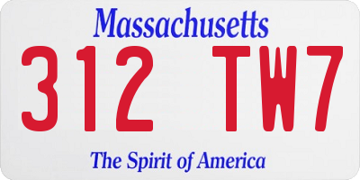 MA license plate 312TW7