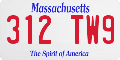 MA license plate 312TW9