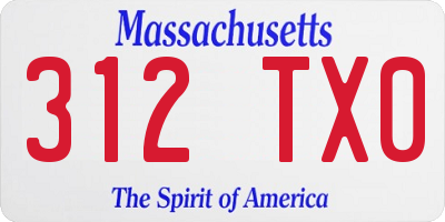 MA license plate 312TX0