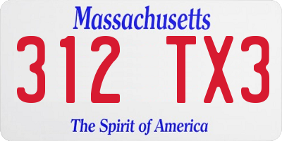 MA license plate 312TX3