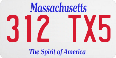 MA license plate 312TX5