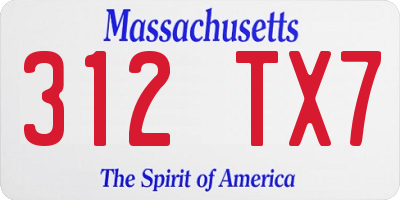 MA license plate 312TX7