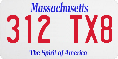 MA license plate 312TX8
