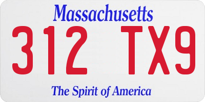 MA license plate 312TX9