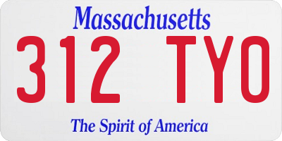 MA license plate 312TY0