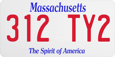 MA license plate 312TY2