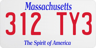MA license plate 312TY3