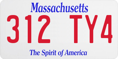 MA license plate 312TY4
