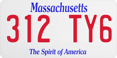 MA license plate 312TY6