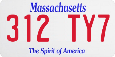 MA license plate 312TY7