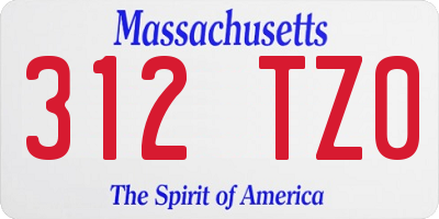 MA license plate 312TZ0