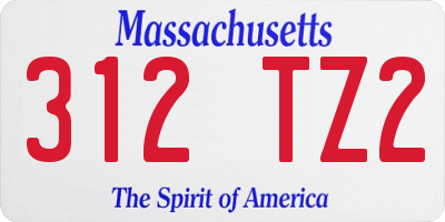 MA license plate 312TZ2