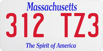 MA license plate 312TZ3