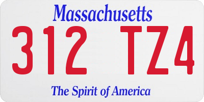 MA license plate 312TZ4