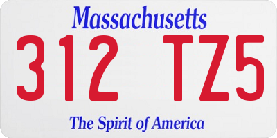 MA license plate 312TZ5