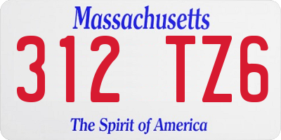 MA license plate 312TZ6
