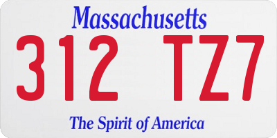 MA license plate 312TZ7