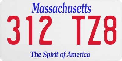 MA license plate 312TZ8
