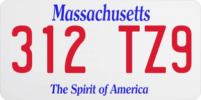MA license plate 312TZ9