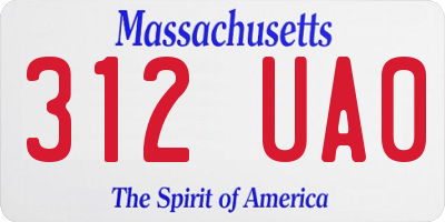 MA license plate 312UA0