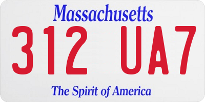 MA license plate 312UA7