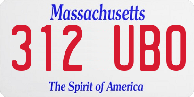 MA license plate 312UB0