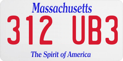 MA license plate 312UB3