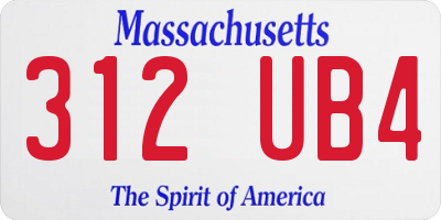 MA license plate 312UB4