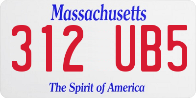 MA license plate 312UB5