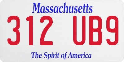 MA license plate 312UB9