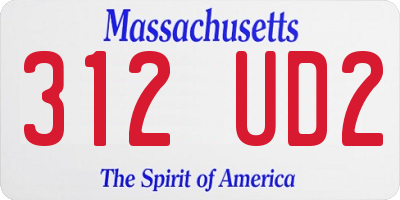 MA license plate 312UD2