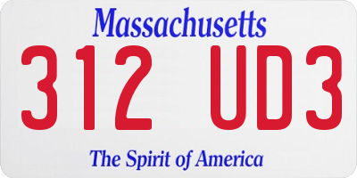 MA license plate 312UD3