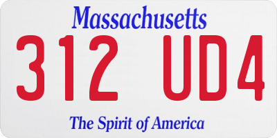 MA license plate 312UD4