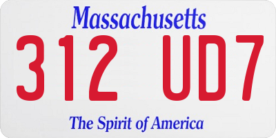MA license plate 312UD7