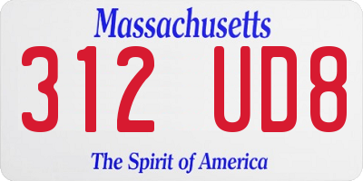 MA license plate 312UD8
