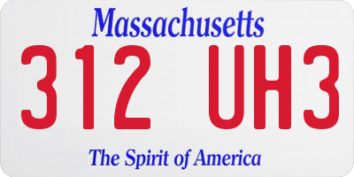 MA license plate 312UH3
