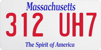 MA license plate 312UH7