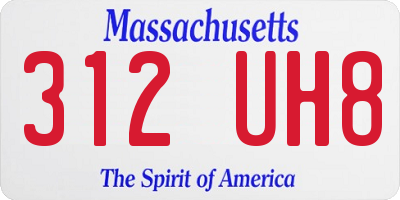 MA license plate 312UH8