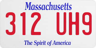 MA license plate 312UH9