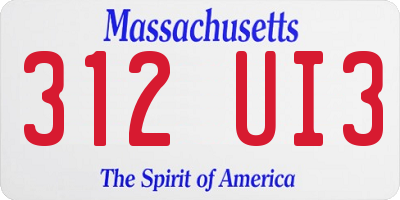 MA license plate 312UI3