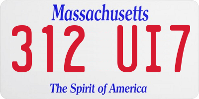 MA license plate 312UI7