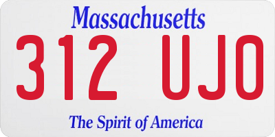 MA license plate 312UJ0